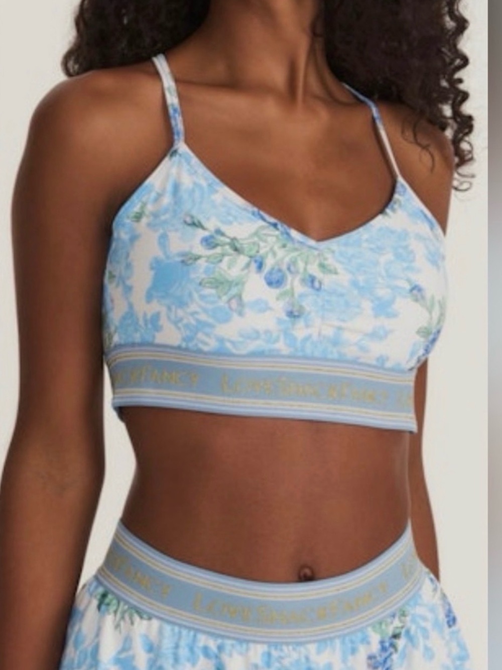 LoveShackFancy Kylin Baby Blue Promise Sports Bra